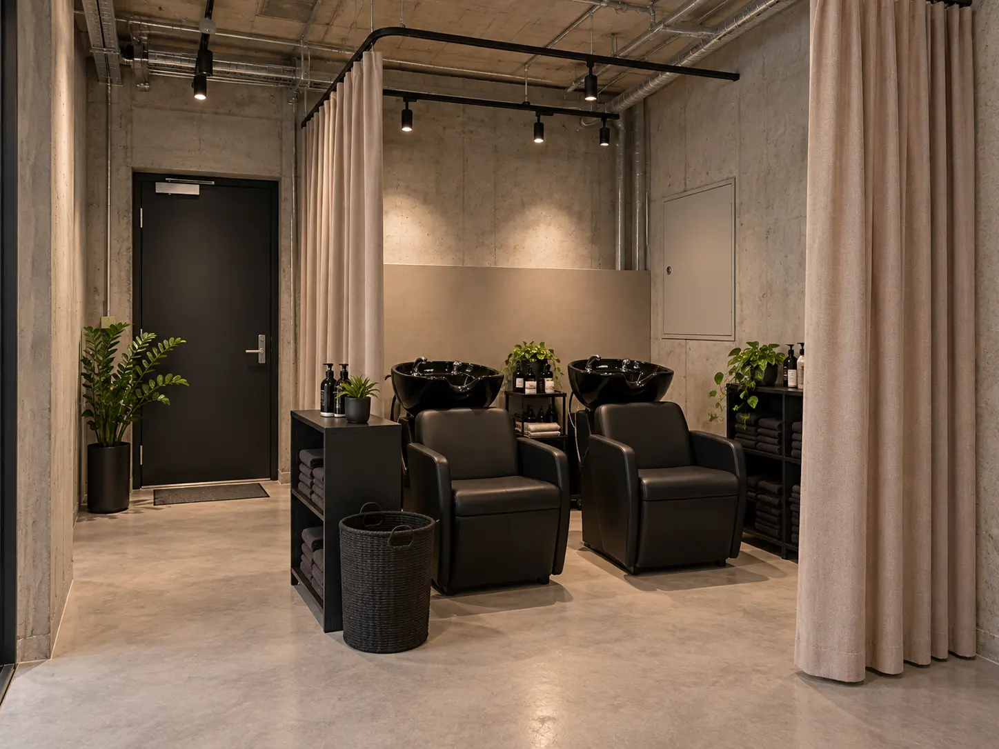 HostX shared wash area concept with two black basins